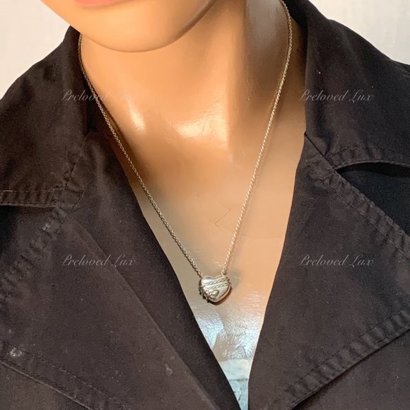 Authentic Tiffany & Co Silver Solid Heart Necklace - Picture 9 of 9